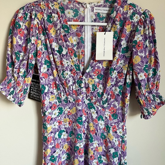 NWT Faithfull the Brand | Marie-Louise Floral Puff Sleeve Midi Dress Size 2 / XS - Picture 3 of 10